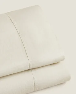 ZARA Home (140 Gsm) Washed Linen Flat Sheet