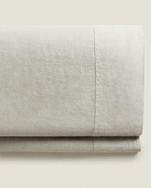 ZARA Home (140 Gsm) Washed Linen Flat Sheet