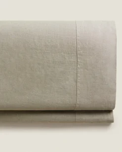 ZARA Home (140 Gsm) Washed Linen Flat Sheet