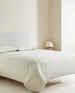 ZARA Home (300 Thread Count) Striped Washed Sateen Duvet Cover