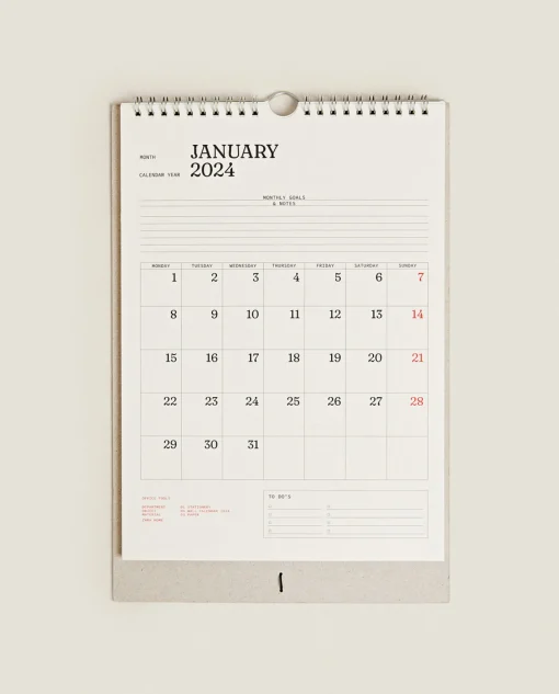 ZARA Home 2024 Wall Calendar