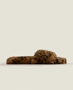 ZARA Home Animal Print Faux Fur Slippers