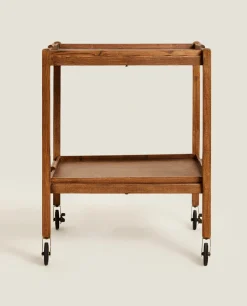 ZARA Home Ash Wood Folding Cart With Trays
