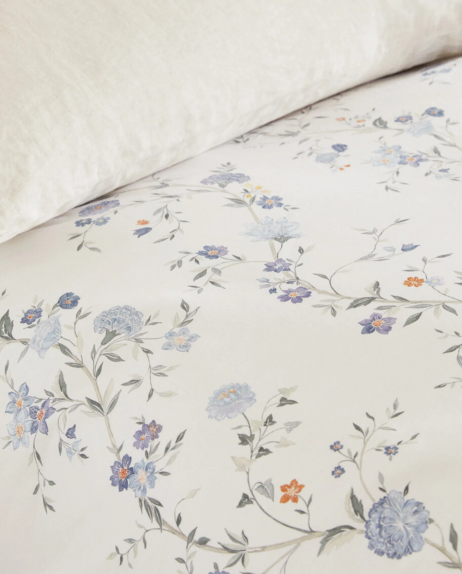ZARA Home Blue Floral Comforter Duvet Cover