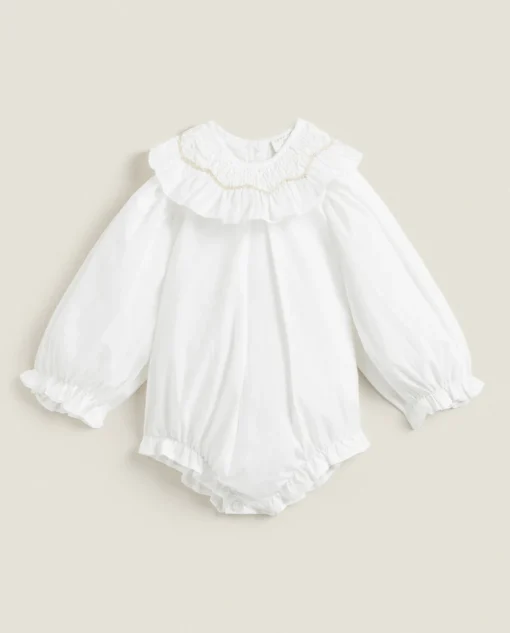 ZARA Home Bodysuit With Embroidered Collar