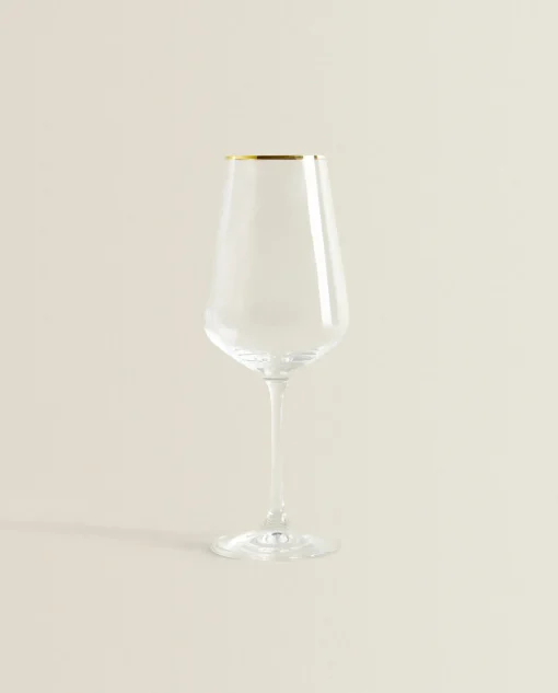 ZARA Home Bohemia Crystal Gold-Rimmed Wine Glass