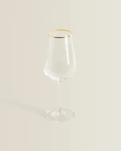 ZARA Home Bohemia Crystal Gold-Rimmed Wine Glass