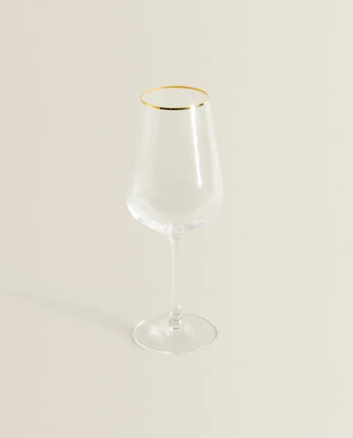 ZARA Home Bohemia Crystal Gold-Rimmed Wine Glass