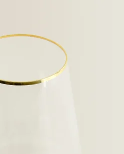 ZARA Home Bohemia Crystal Gold-Rimmed Wine Glass