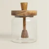 ZARA Home Borosilicate Glass And Wooden Honey Jar