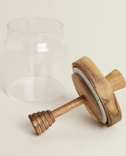 ZARA Home Borosilicate Glass And Wooden Honey Jar