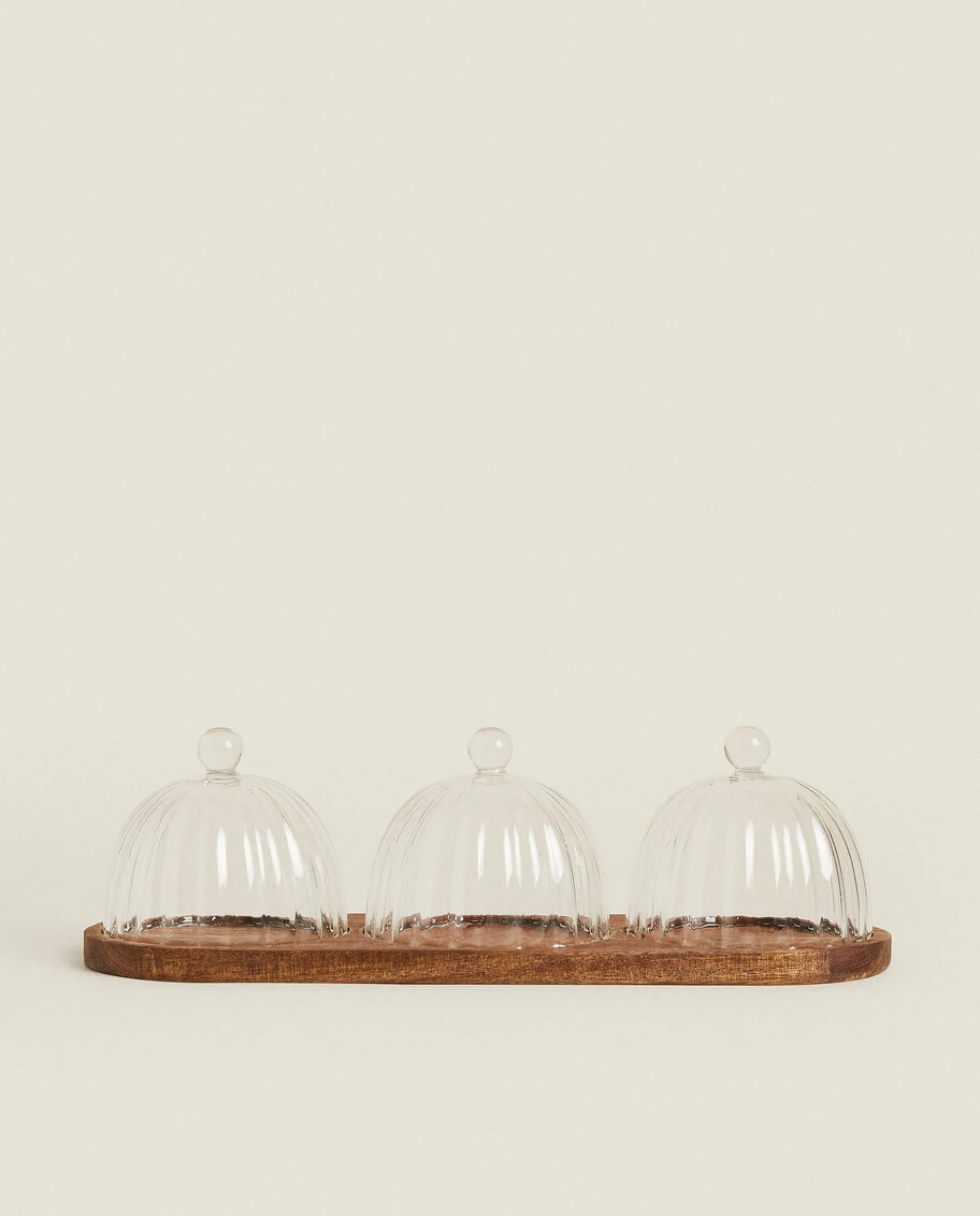 ZARA Home Borosilicate Glass And Wood Cake Plates