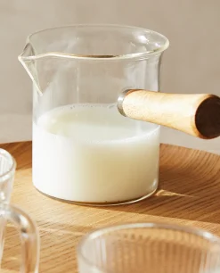 ZARA Home Borosilicate Glass And Wooden Milk Pitcher
