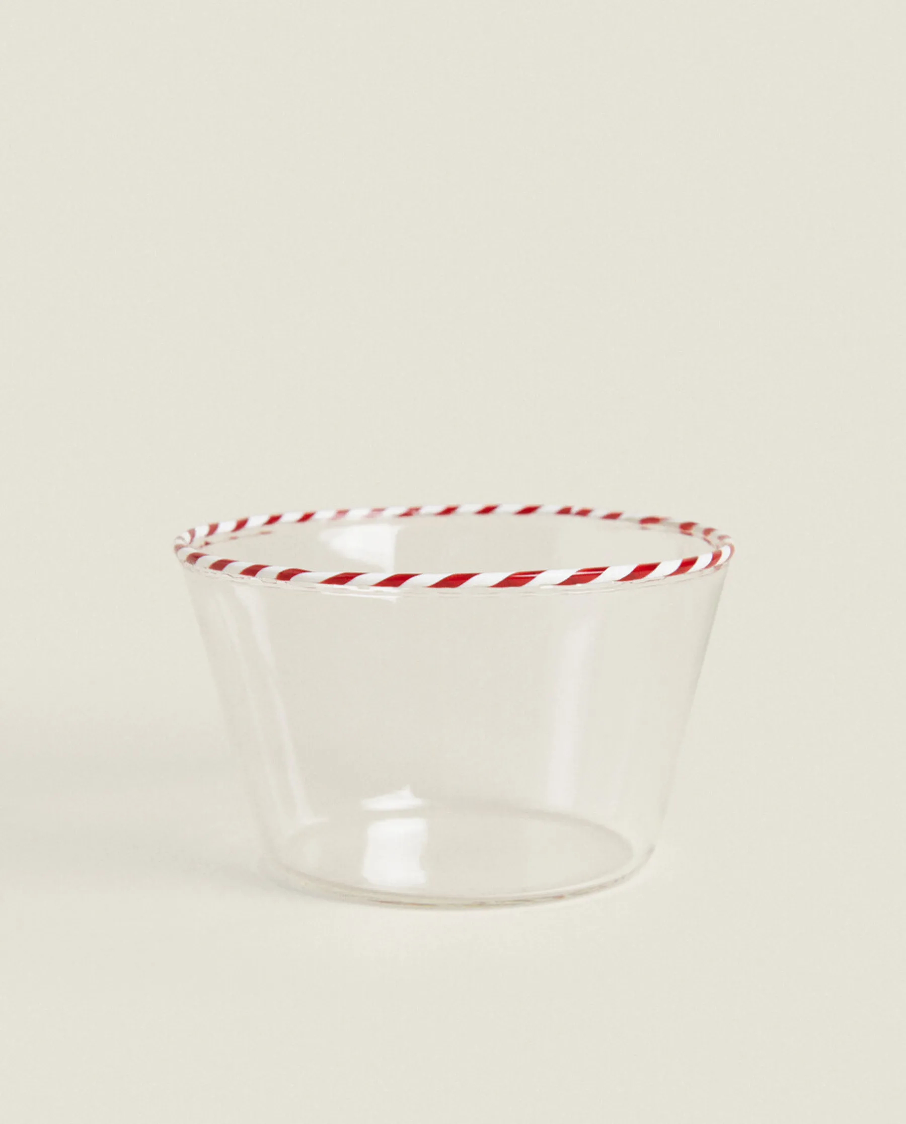 ZARA Home Borosilicate Glass Bowl With A Candy Cane Trim