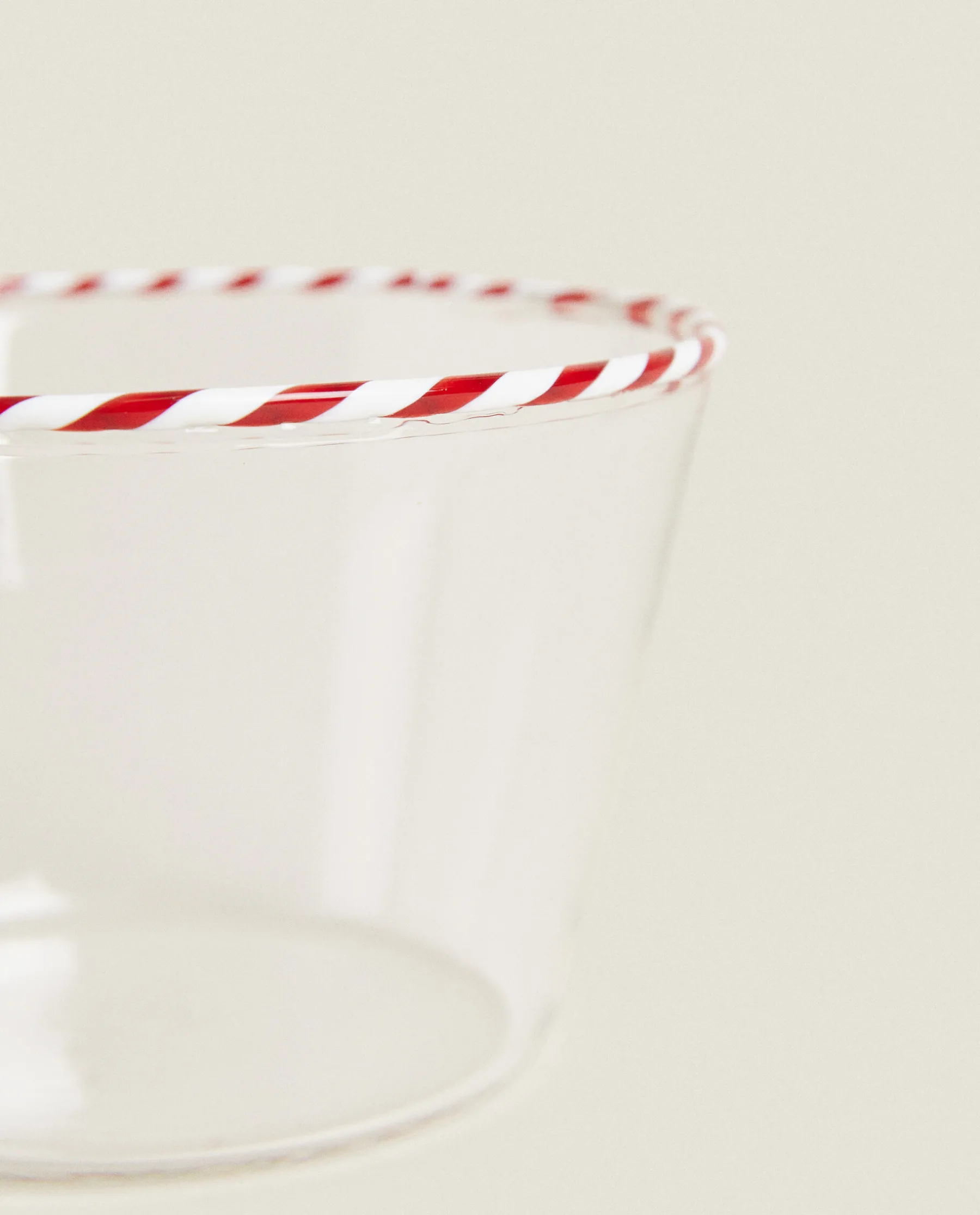 ZARA Home Borosilicate Glass Bowl With A Candy Cane Trim