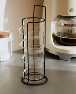 ZARA Home Borosilicate Glass Cup Tower (Set Of 4)