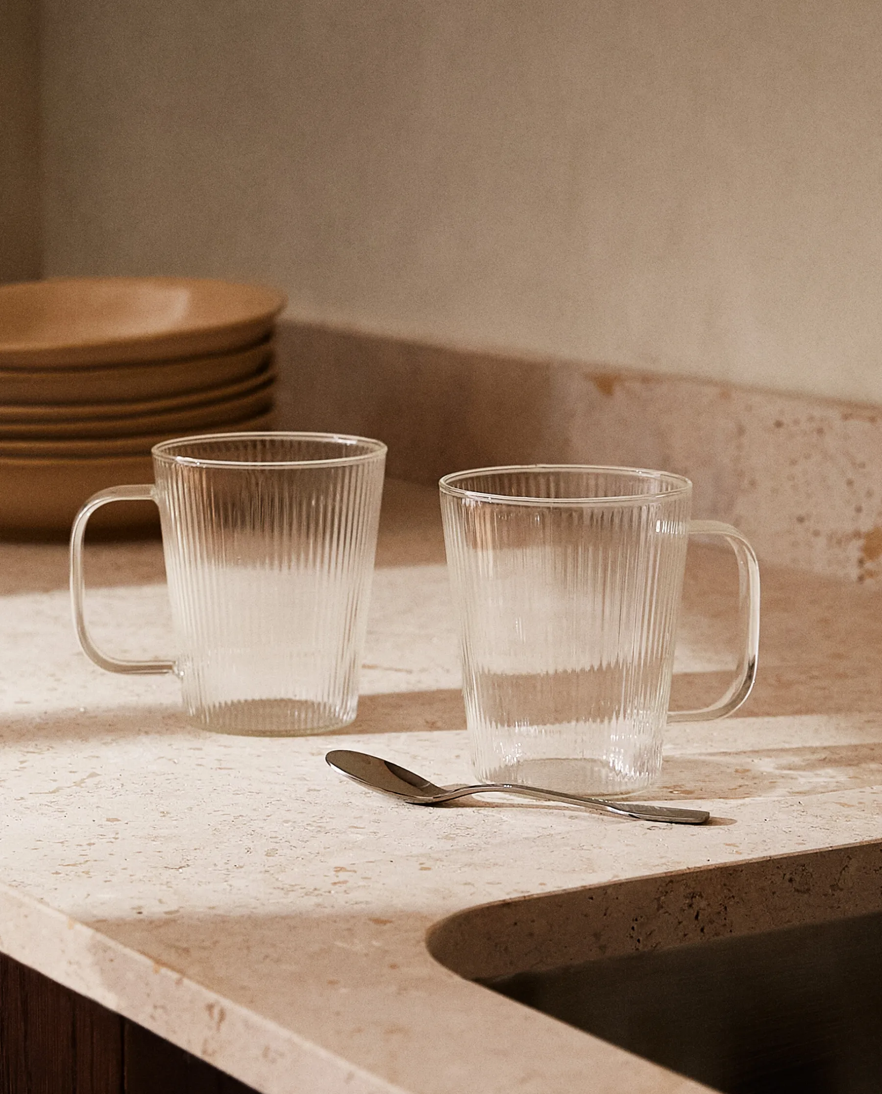 ZARA Home Borosilicate Glass Mug With Lines