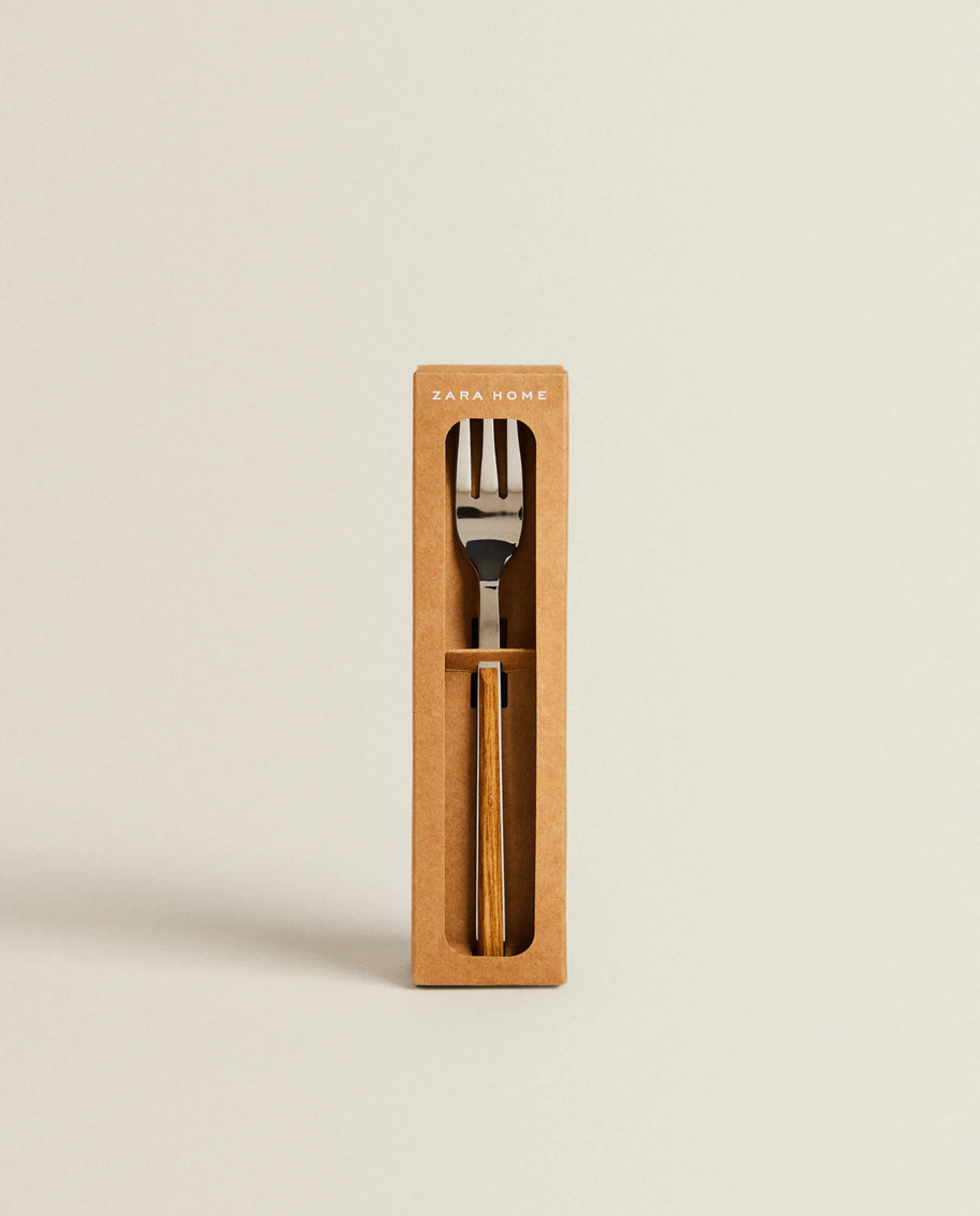 ZARA Home Box 4 Brunch Forks With Wood Pattern Handle