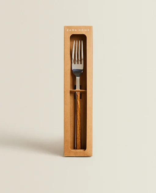 ZARA Home Box 4 Forks With Wood Pattern Handles