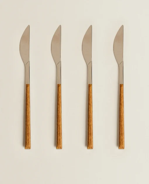 ZARA Home Box 4 Knives With Wood Pattern Handle