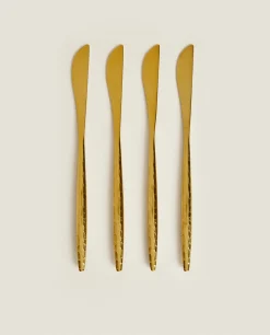 ZARA Home Box Of 4 Knives With Hammered Handle