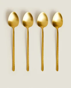 ZARA Home Box Of 4 Spoons With Hammered Handle