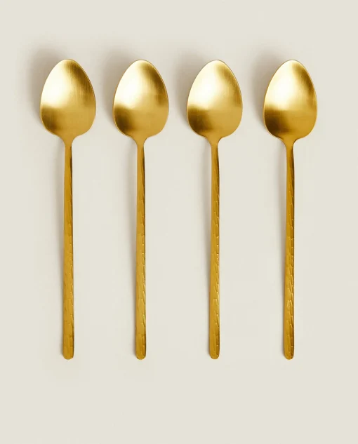 ZARA Home Box Of 4 Spoons With Hammered Handle