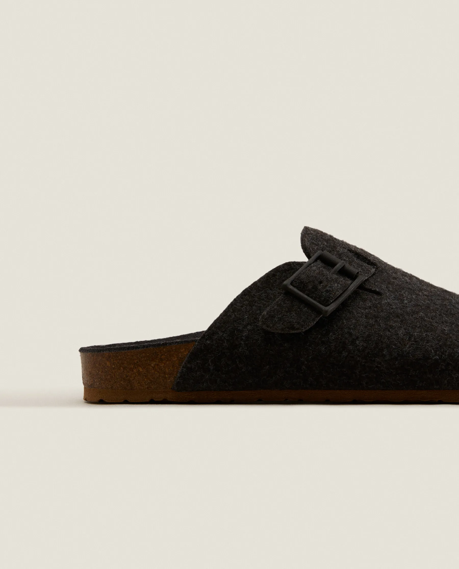 ZARA Home Buckled Felt Mule Clog Slippers