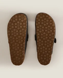 ZARA Home Buckled Felt Mule Clog Slippers