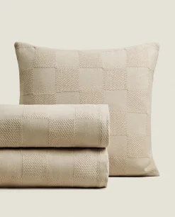 ZARA Home Check Cotton Bedspread