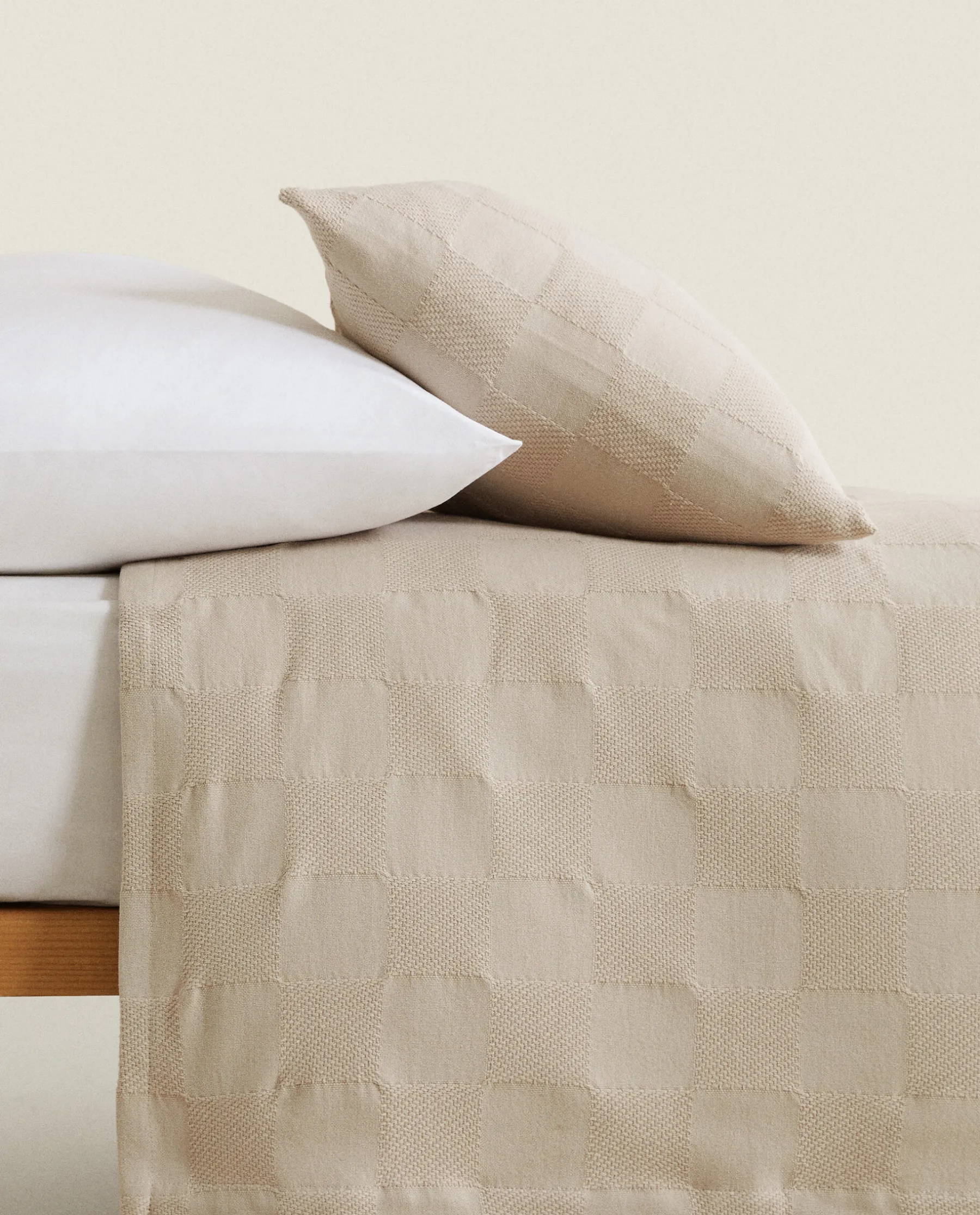 ZARA Home Check Cotton Bedspread