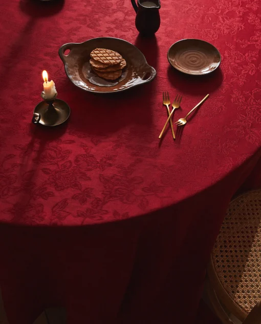 ZARA Home Christmas Floral Jacquard Tablecloth