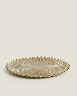 ZARA Home Christmas Glass Service Plate With Raised Design