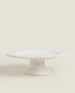 ZARA Home Christmas Snowflake Stoneware Cake Dish