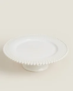ZARA Home Christmas Snowflake Stoneware Cake Dish