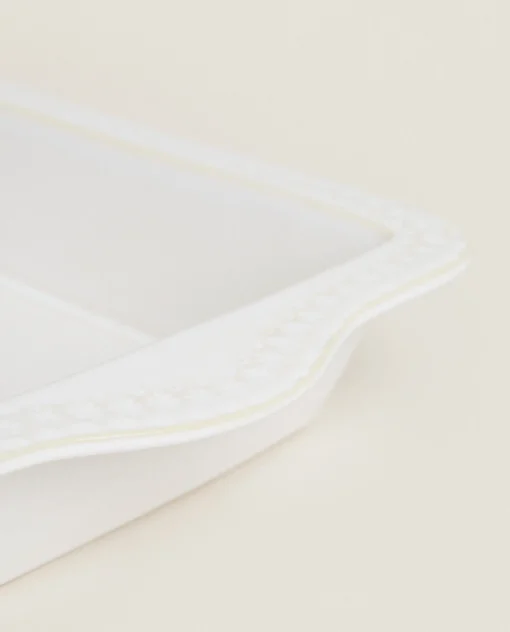 ZARA Home Christmas Snowflake Stoneware Serving Dish