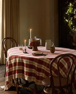 ZARA Home Christmas Tartan Cotton Tablecloth