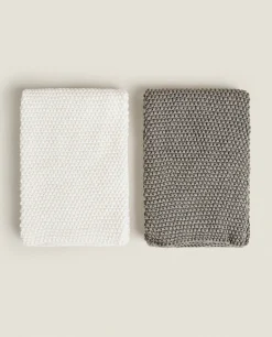 ZARA Home Chunky Knit Kitchen Towel (Pack Of 2)