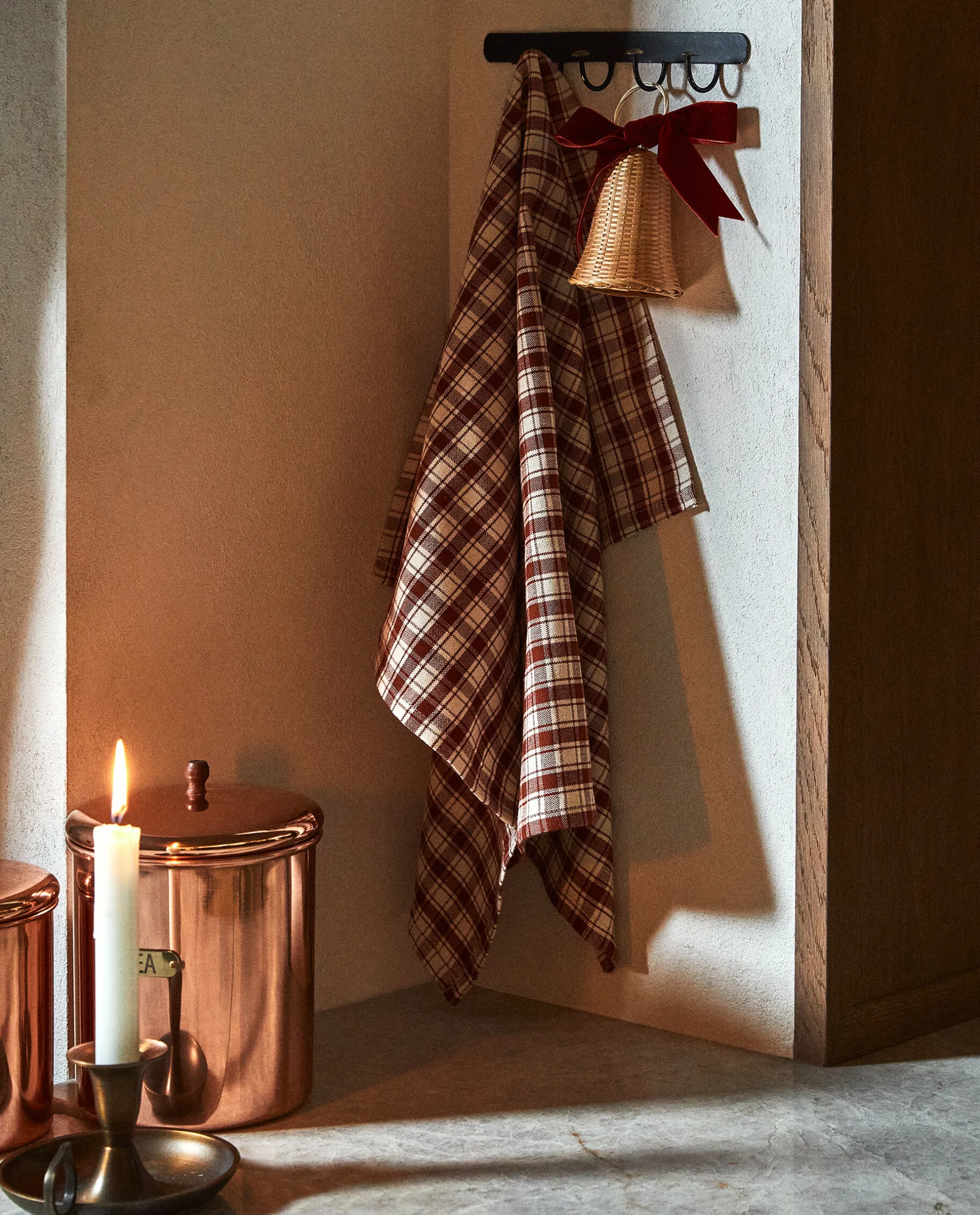 ZARA Home Colored Check Kitchen Towels (Pack Of 2)