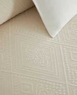 ZARA Home Cotton Bedspread With Geometric Design