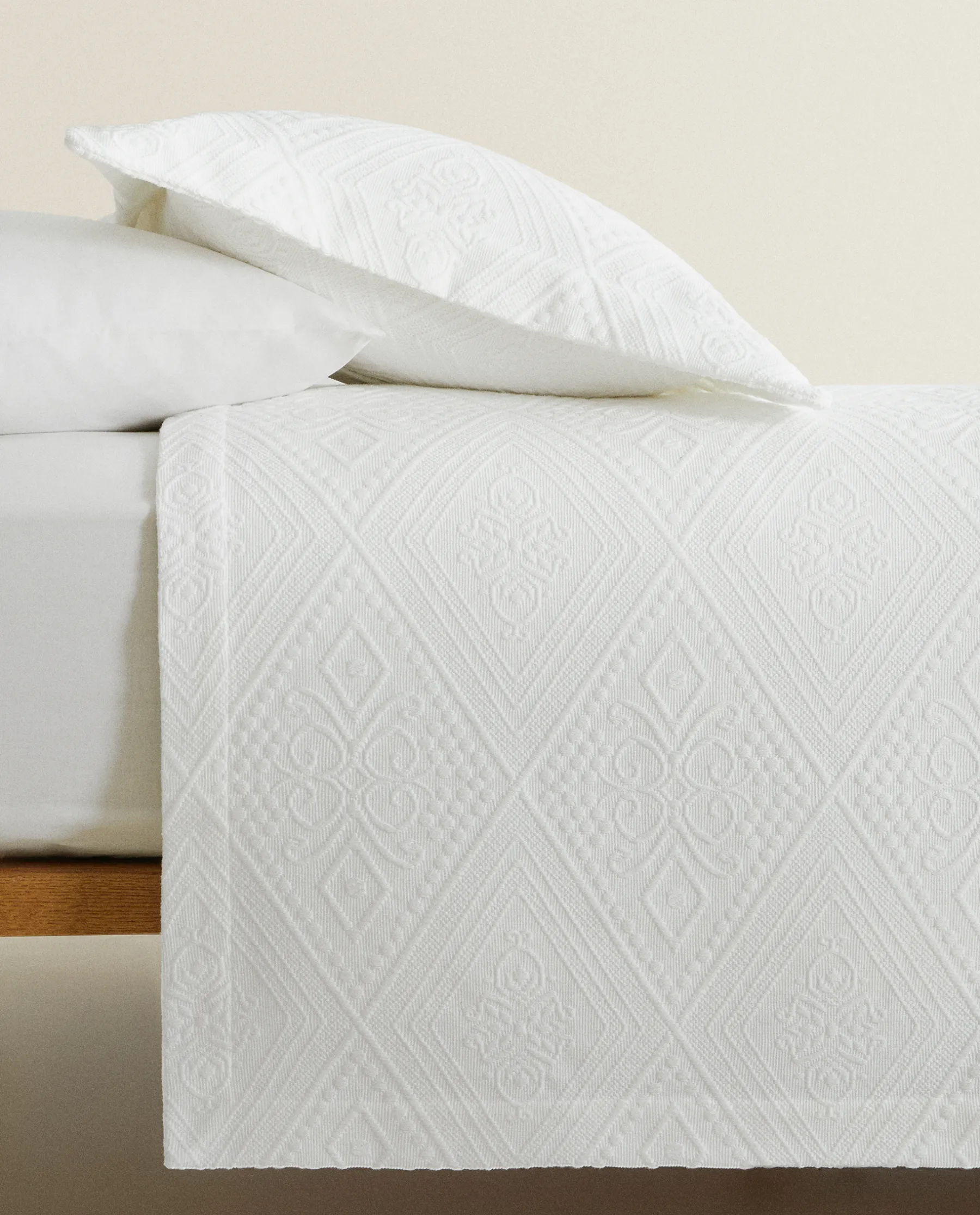 ZARA Home Cotton Bedspread With Geometric Design
