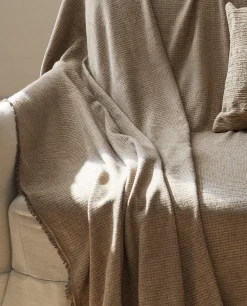ZARA Home Cotton Blanket With Fringing