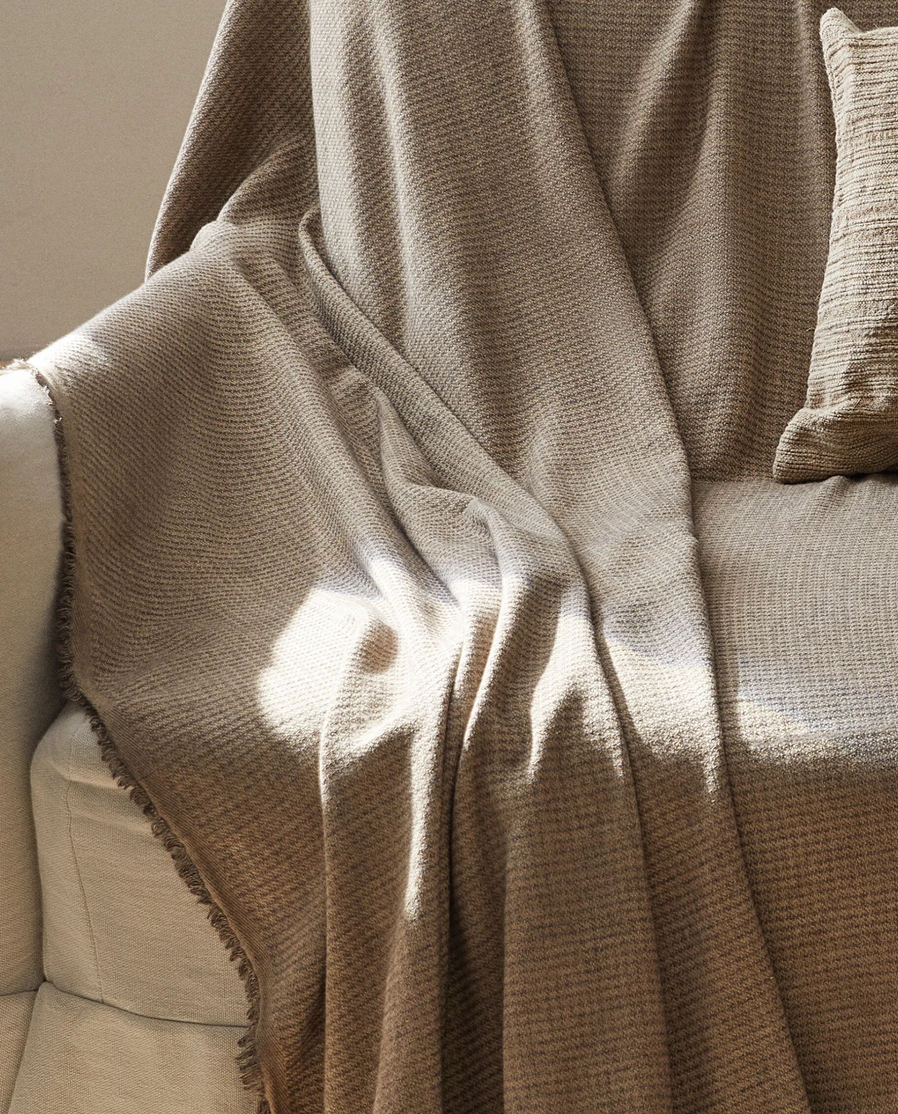 ZARA Home Cotton Blanket With Fringing