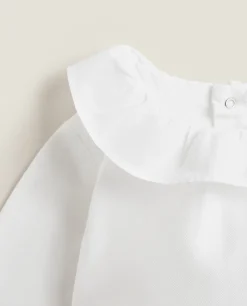 ZARA Home Cotton Bodysuit With Ruffled Neckline