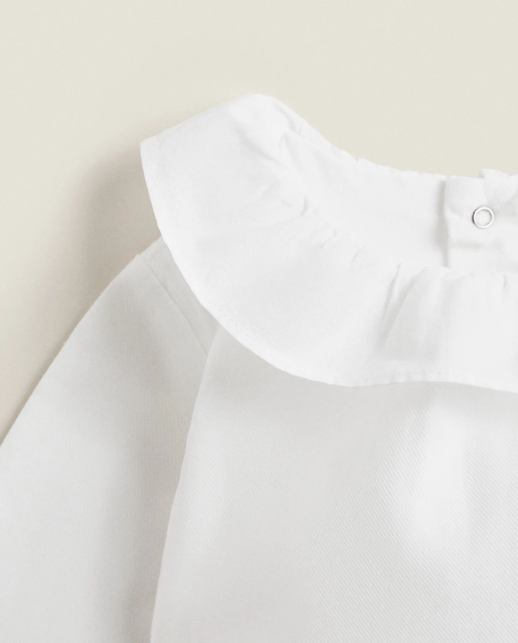 ZARA Home Cotton Bodysuit With Ruffled Neckline
