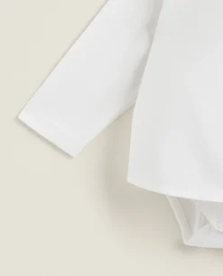 ZARA Home Cotton Bodysuit With Ruffled Neckline