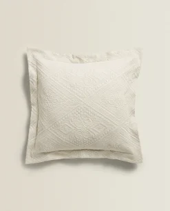 ZARA Home Cotton Throw Pillow Cover With Geometric Design