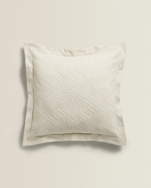 ZARA Home Cotton Throw Pillow Cover With Geometric Design