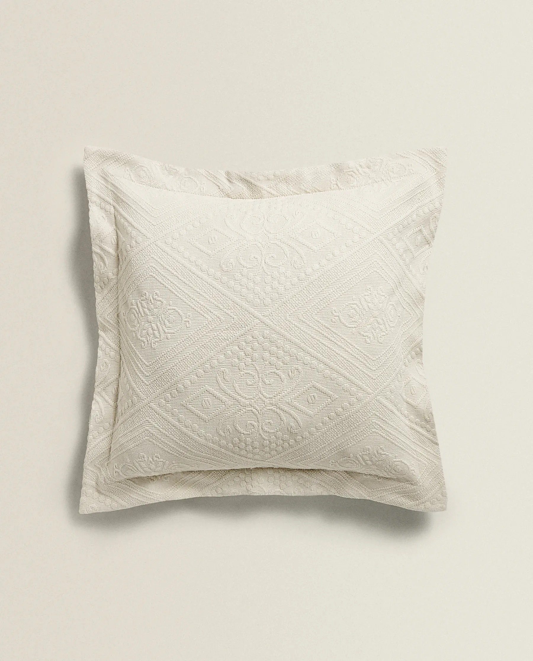 ZARA Home Cotton Throw Pillow Cover With Geometric Design