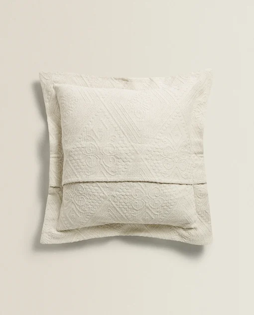 ZARA Home Cotton Throw Pillow Cover With Geometric Design